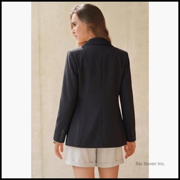 Linen Blend Notched Lapel Blazer for Business Casual Wear - Picture 5 of 6